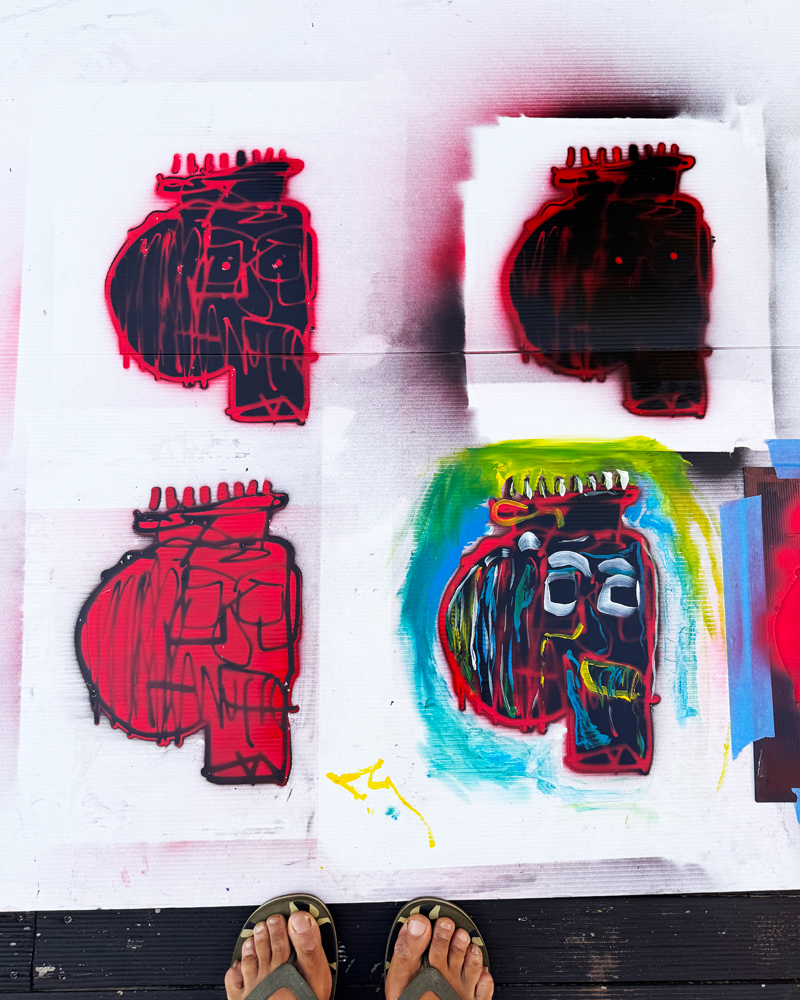 Humanoid Skull Art Study Stencil Painting
